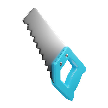 Blue saw with silver bladeの写真素材