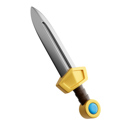 Sword with silver blade and golden hiltの写真素材