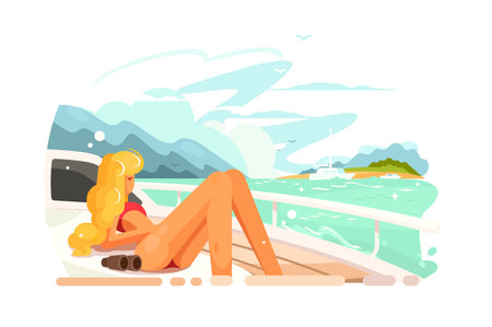 Serene Boat Relaxationのイラスト素材