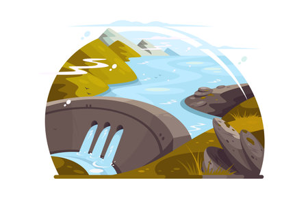 Dam Amidst Natureのイラスト素材