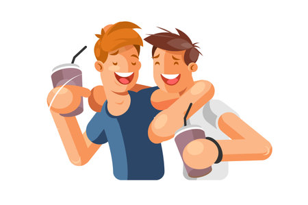 Two People Enjoying Drinksのイラスト素材