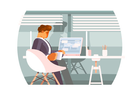 Man Working in Officeのイラスト素材