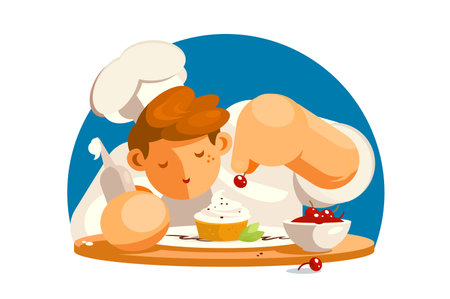 Chef Decorating Cupcakeのイラスト素材