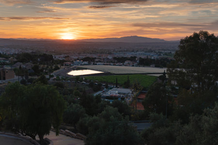 Panoramic views at sunset of the city of Murcia, Spain.