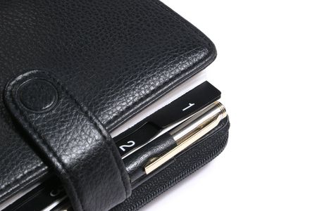 Close-up of agenda on white backgroundの写真素材