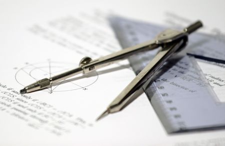 Drawing compass and geometric papers