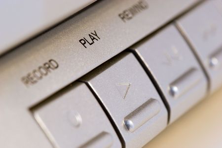 Macro of play button on a tape playerの写真素材