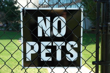 Sign on fenceの写真素材