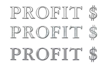 Chrome / metal / steel / platinum word Profit with dollar signの写真素材