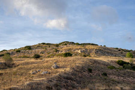 Pretty hill in the rural landscape of Guadalajara, Castilla la Mancha, Spain.の写真素材
