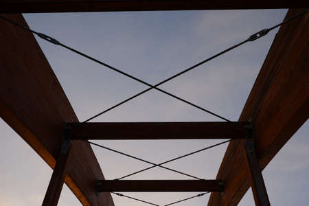 Modern bridge of steel and wood