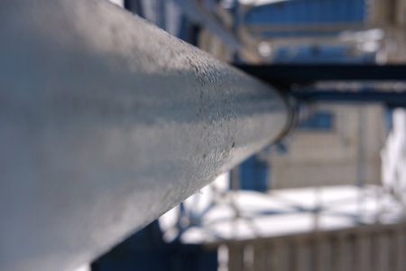 Metal pole in white and blue structure