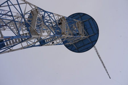Metal structure made of white and blue metal