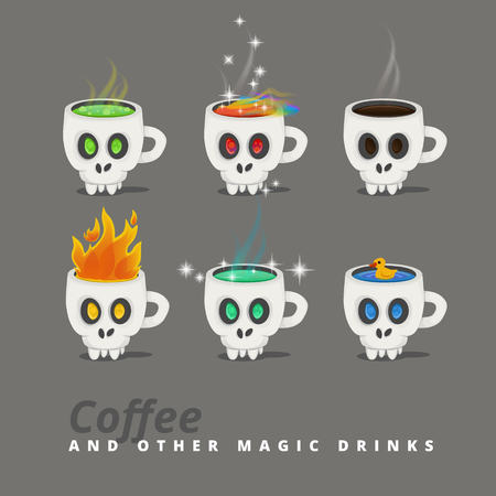 Fantastic drinks in a cup like a skullのイラスト素材