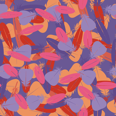 Seamless colorful multicolor pattern with feathers. Design elements for textiles, covers and web. Vector illustrationのイラスト素材