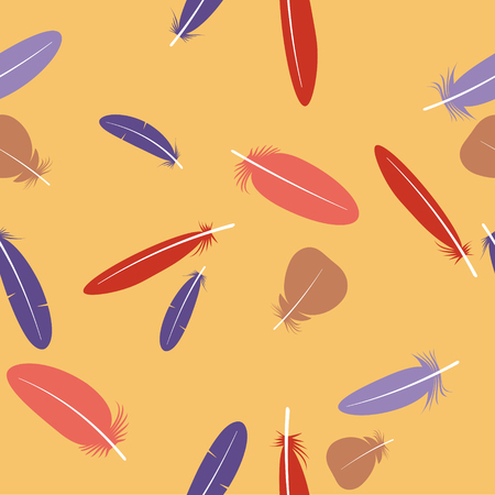 Seamless colorful multicolor pattern with feathers. Design elements for textiles, covers and web. Vector illustrationのイラスト素材