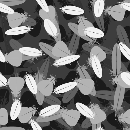 Seamless minimalistic pattern with feathers. Design elements for textiles, covers and web. Vector illustration.のイラスト素材