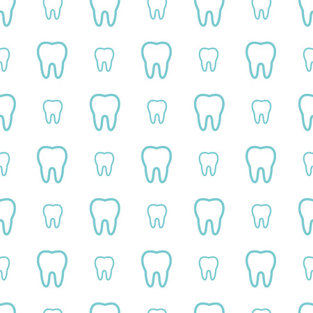 Teeth on white background. Vector dental seamless pattern.のイラスト素材
