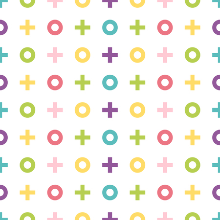 Colorful geometric pattern of noughts and crosses. Seamless background. Geometric seamless pattern.のイラスト素材