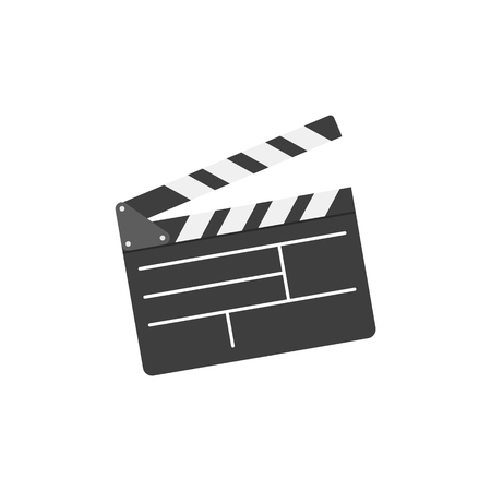 Movie clapper board in flat style. Cinema icon set. Vector illustration.のイラスト素材