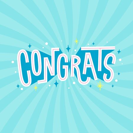 Congrats. Hand drawn lettering. Vector inscription for greeting cards, banners and posters.のイラスト素材