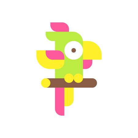 Parrot logotype. Vector icon with bright tropical bird. Abstract illustration.のイラスト素材