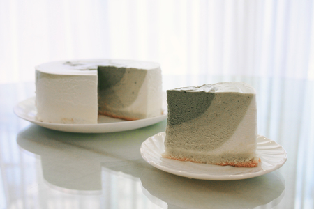 matcha green tea mousse cakeの写真素材