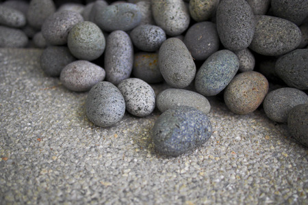 close up grey round pebblesの写真素材