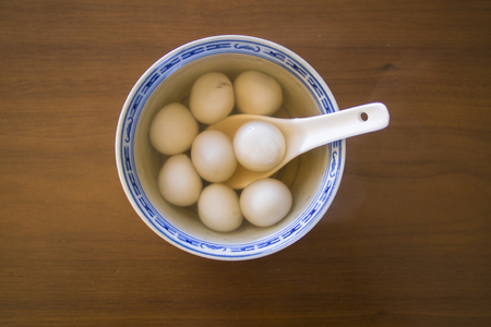 Tang Yuan is chinese dessert made from glutinous rice flour with sweet ginger syrupの写真素材
