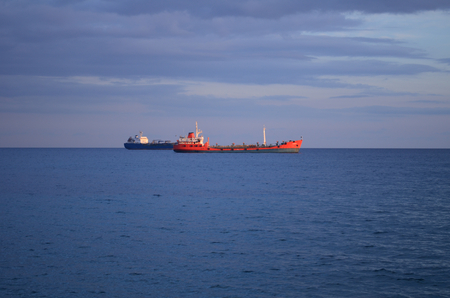 Tanker in front of Limassol portの写真素材