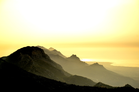 Beautiful sunrise mountain landscapeの写真素材