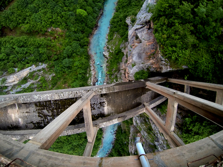 Aerial View of Durdevica Tara River Arc Bridge in the Mountains, Montenegro. One of the Highest Automobile Bridges in Europe.の写真素材