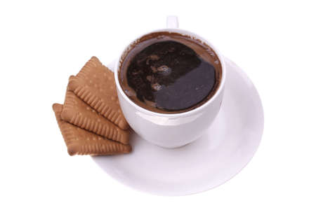 Close up of  a coffee cup isolated in whiteの写真素材