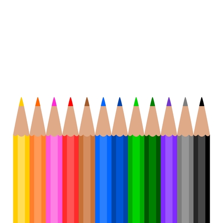 Colorful Wooden Pencils on white backgroundのイラスト素材