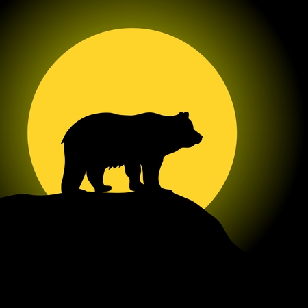 Bear and Moonのイラスト素材