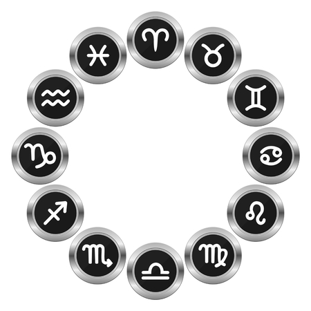 Zodiacal Circle with Zodiac Sign Buttonsのイラスト素材