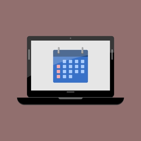 Calendar on a laptopのイラスト素材
