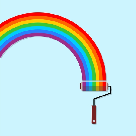 Rainbow cloud and paint rollerのイラスト素材