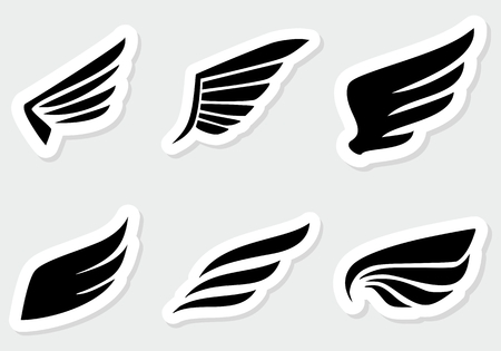 Different wings stickers blackのイラスト素材