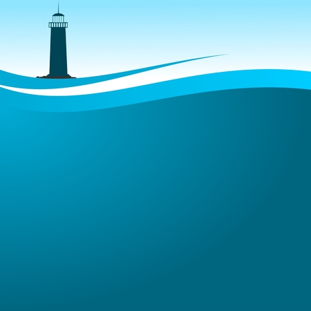 Vector sign lighthouse blue backgroundのイラスト素材