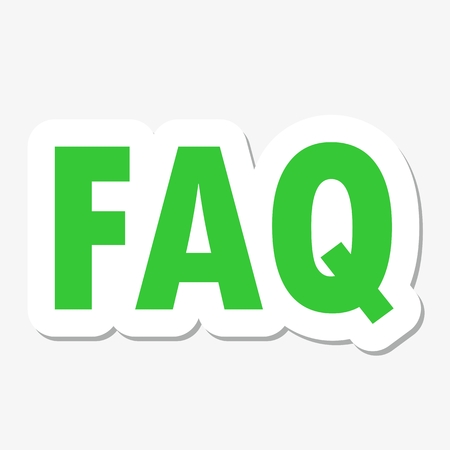 Green FAQ sticker over a white backgroundのイラスト素材
