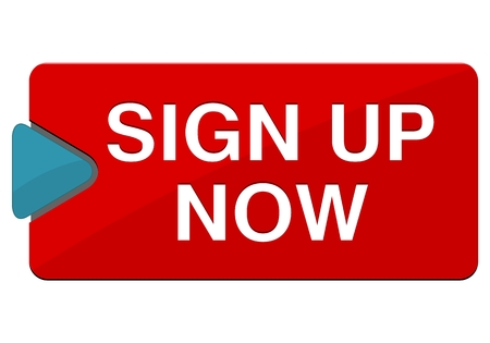 Big red sign up now button with shadowのイラスト素材
