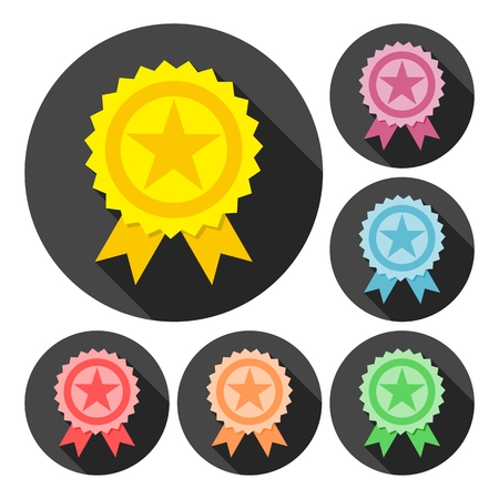 Award icons set with long shadowのイラスト素材