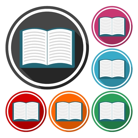 Vector Book Icons with long shadow setのイラスト素材