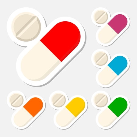 Pills icons stickers setのイラスト素材