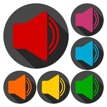 Volume icons set with long shadowのイラスト素材