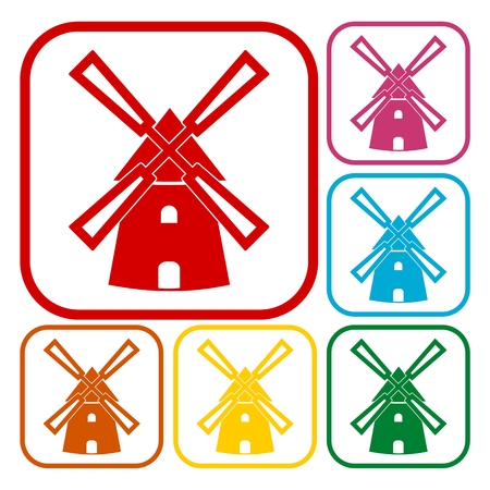 Windmill icons setのイラスト素材