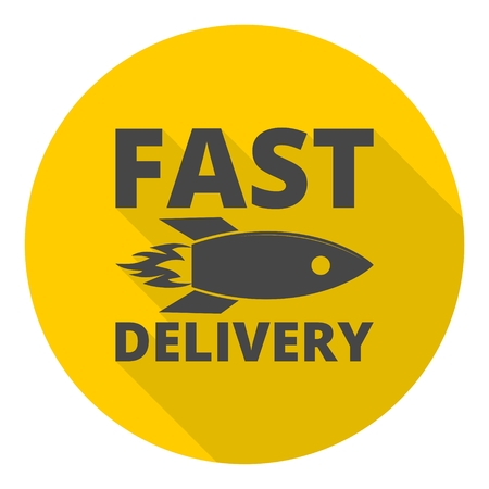 Fast delivery concept with rocket icon with long shadowのイラスト素材