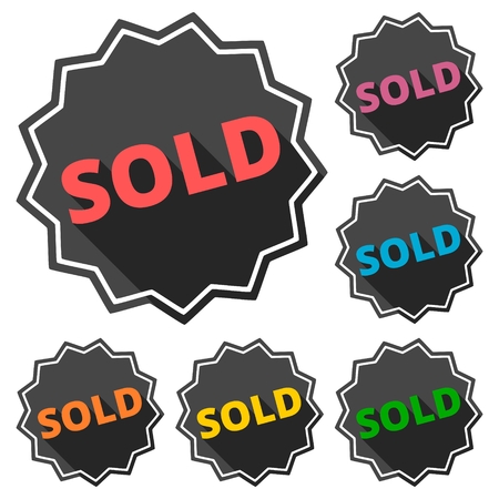 Sold icons set with long shadowのイラスト素材