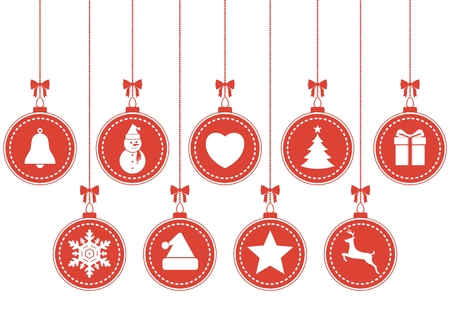 Set of hanging Christmas baubles with symbolsのイラスト素材